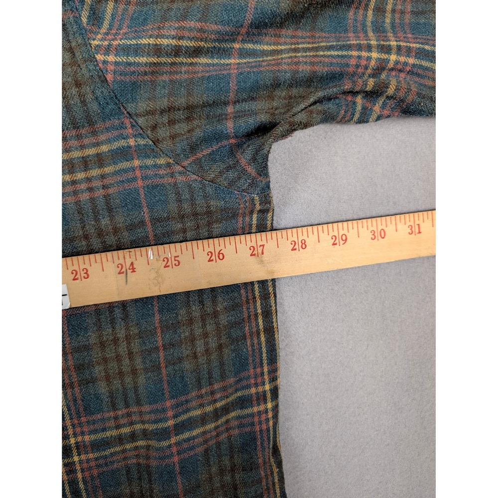 GH Bass & Co Mens XXL Plaid Flannel Button Down Shirt green Brown Long Sleeve - Picture 7 of 7